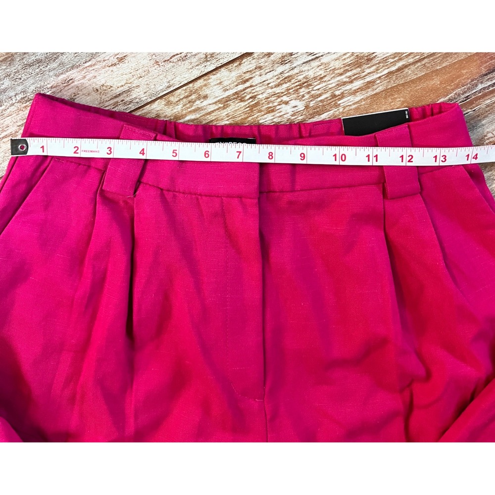 Express Wide Leg High Rise Trouser Pants Linen Blend Pink 4R NWT Barbiecore - Picture 7 of 12